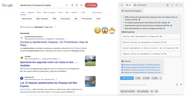 Captura de pantalla de una búsqueda en Google con IA