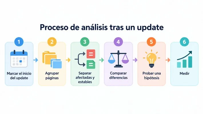 Proceso paso a paso para analizar una caída de tráfico tras un Spam Update