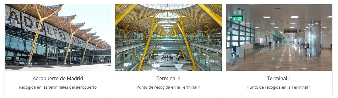 Ejemplod e tres tarjetas de destinos de la web de doyouspain